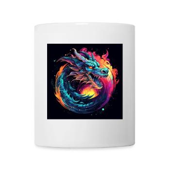 Neon Drache im Sternenkreis - Tasse - Weiß - Vorne