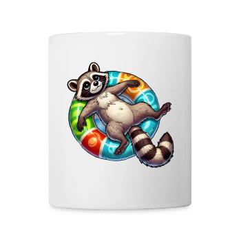 Ein relaxter Waschbär auf einem Schwimmreifen - Tasse - Weiß - Vorne