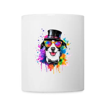 Party Hund mit Zylinder Hut Sonnenbrille Graffiti - Tasse - Weiß - Vorne