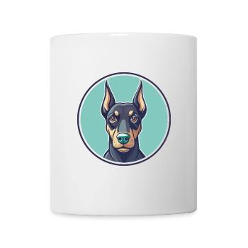 Doberman Pinscher Dog Breed Cartoon Kawaii Clipart - Mug - white - Front