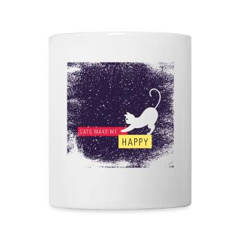 Les chats me rendent heureux avec une bordure sale - Mug blanc - blanc - Devant