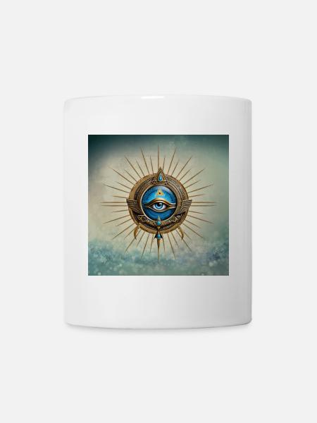 Symbole de l’œil égyptien qui voit tout - Mug blanc - blanc