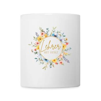Lehrer mit Herz! Personalisierbares Design - Tasse - Weiß - Vorne