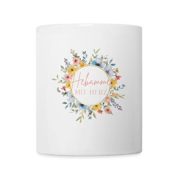 Hebamme mit Herz - personalisierbares Design - Tasse - Weiß - Vorne