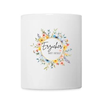 Erzieher mit Herz - personalisierbares Design - Tasse - Weiß - Vorne