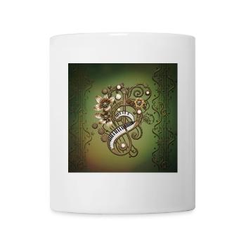 Geschwungene Steampunk-Pianotastatur. - Tasse - Weiß - Vorne