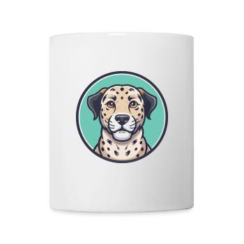 Leopard Cur Dog Breed Funny Cartoon Kawaii Clipart - Mug - white - Front