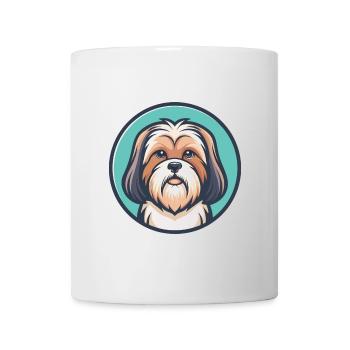 Lhasa Apso Hund Rasse Cartoon Kawaii Clipart Tier - Tasse - Weiß - Vorne