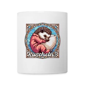 Igel Kuscheln kuschelig Kissen Geschenk - Tasse - Weiß - Vorne