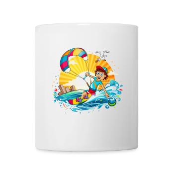 Colorful illustration of a kite surfer - Mug - white - Front