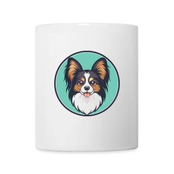 Papillon Chien Race Coloré Dessin Animé Kawaii Clipart - Mug blanc - blanc - Devant