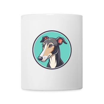 Lévrier polonais chien race dessin animé Kawaii Clipart - Mug blanc - blanc - Devant