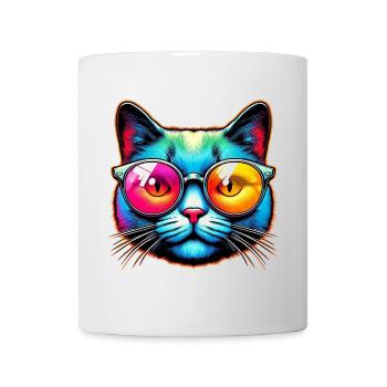 Kater mit Sonnenbrille - Tasse - Weiß - Vorne