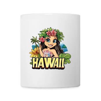 Hawaii Aloha Frau Blumen Palmen Strand Meer Insel - Tasse - Weiß - Vorne