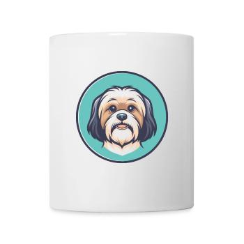 Tibetische Kyi Apso Hunderasse Cartoon Kawaii Clipart - Tasse - Weiß - Vorne