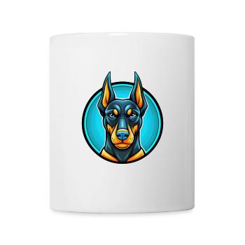 Dobermann chien coloré Kawaii personnage de dessin animé - Mug blanc - blanc - Devant