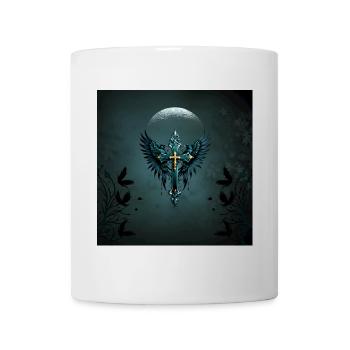 Gothic cross with decorative elements and birds. - Mug - white - Front