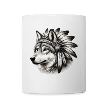Loup amérindien Peaux-rouges d’Amérique - Mug blanc - blanc - Devant