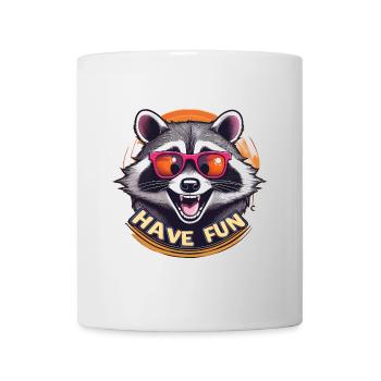 Verspielter Waschbär mit Sonnenbrille - Tasse - Weiß - Vorne