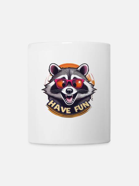 Playful raccoon with sunglasses - Mug - white