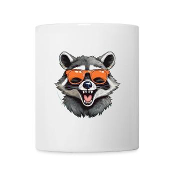 Lachender Waschbär mit Sonnenbrille - Tasse - Weiß - Vorne