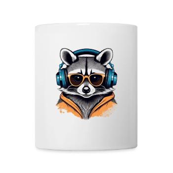 Cool Waschbär mit Kopfhörern und Sonnenbrille - Tasse - Weiß - Vorne