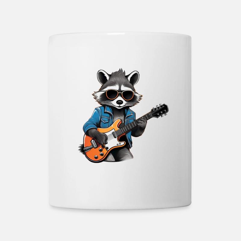Stylish raccoon with electric guitar - Mug - white