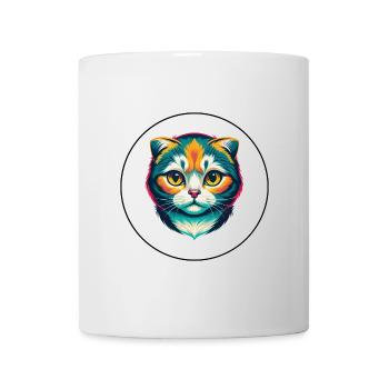 Schottisch Falten Katze Rasse Karikatur Kawaii Tier Haustier - Tasse - Weiß - Vorne