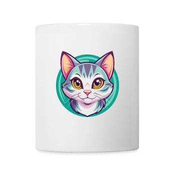 Chat américain à poil court race dessin animé Kawaii Animal - Mug blanc - blanc - Devant