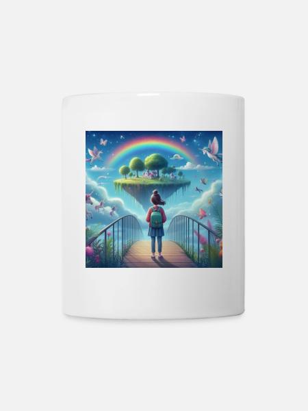 Imaginative sky streams with unicorns - Mug - white