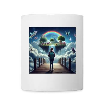 Île de rêve avec arc-en-ciel et créatures mythiques - Mug blanc - blanc - Devant