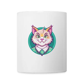 Highlander Katzenrasse Cartoon Kawaii Tier Haustier - Tasse - Weiß - Vorne