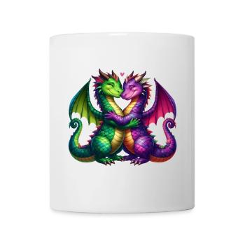 Bunte Drachen fürs Fantasie-Shirt - Tasse - Weiß - Vorne