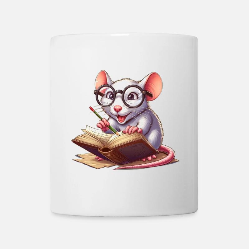 Rat de bibliothèque avec des lunettes - Mug blanc - blanc