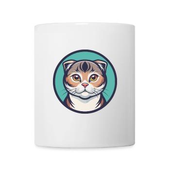 Schottisch Falten Katze Rasse Karikatur Kawaii Tier Haustier - Tasse - Weiß - Vorne