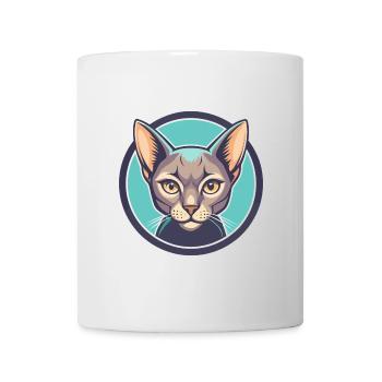 Chat bleu russe race dessin animé Kawaii animal de compagnie - Mug blanc - blanc - Devant