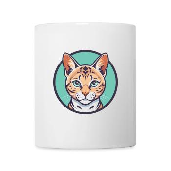 Schnee Bengal Katze Rasse Karikatur Kawaii Tier Haustier - Tasse - Weiß - Vorne