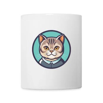 Scottish Shorthair Cat Breed Cartoon Kawaii Animal - Mug - white - Front