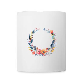 Colorful, flower wreath, customizable - Mug - white - Front