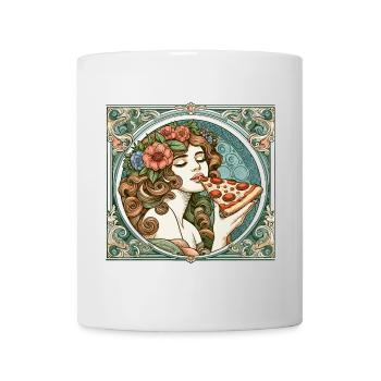 Pizza belle femme Art Nouveau cadeau - Mug blanc - blanc - Devant