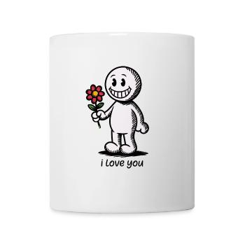 Stick figure with flower I LOVE YOU - Mug - white - Front