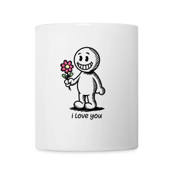Stick figure with flower I LOVE YOU - Mug - white - Front