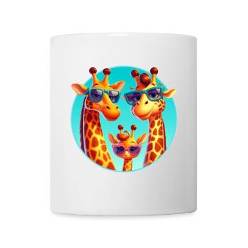 Cool giraffe family with sunglasses - Mug - white - Front