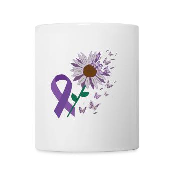 épilepsie violet arc fleur papillon - Mug blanc - blanc - Devant