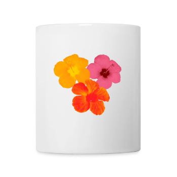 Hibiskus Trio - Pop Art Blüten - Tasse - Weiß - Vorne