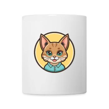 Ägäis Katze Rasse Karikatur Kawaii Tier Haustier - Tasse - Weiß - Vorne