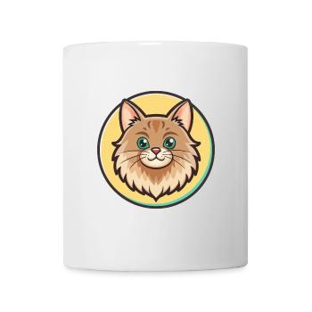 Allemand à poil long Chat Race Dessin animé Kawaii Animal - Mug blanc - blanc - Devant