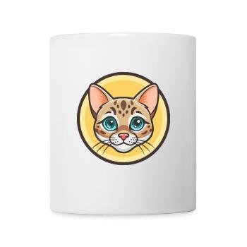 Schnee Bengal Katze Rasse Karikatur Kawaii Tier Haustier - Tasse - Weiß - Vorne