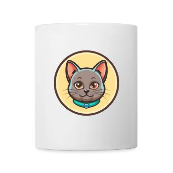 Chat bleu russe race dessin animé Kawaii animal de compagnie - Mug blanc - blanc - Devant