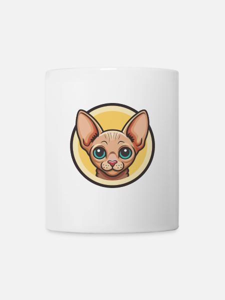 Sphynx Katzenrasse Cartoon Kawaii Tier Haustier - Tasse - Weiß